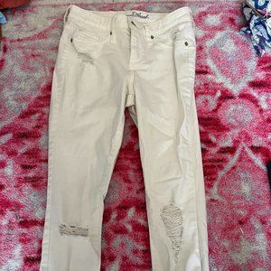 White High Rise Ripped Skinny Jeans